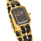 Chanel Premier M Leather Black Gold Quartz Watch Dial — view 5