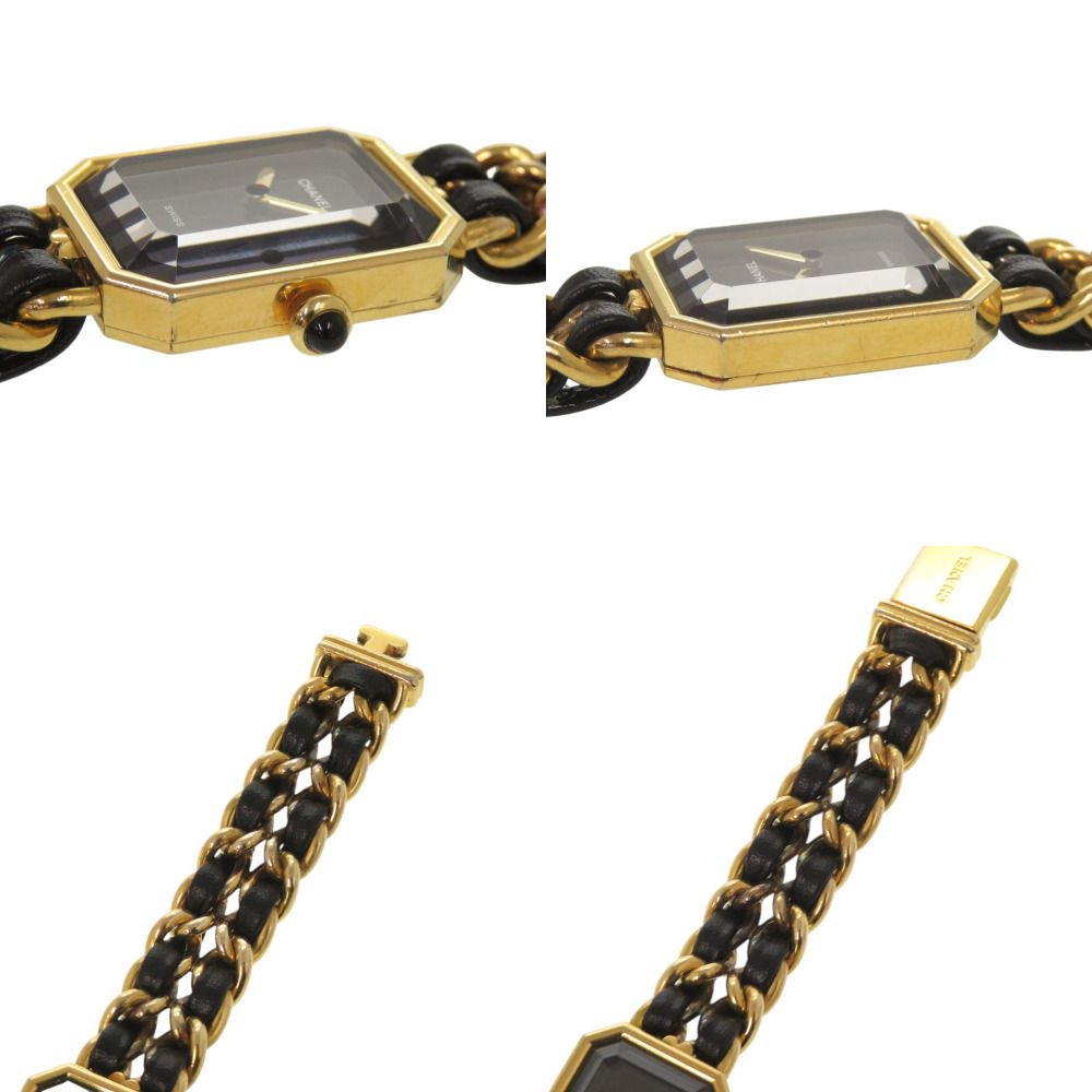Chanel Premier M Leather Black Gold Quartz Watch Dial — view 8