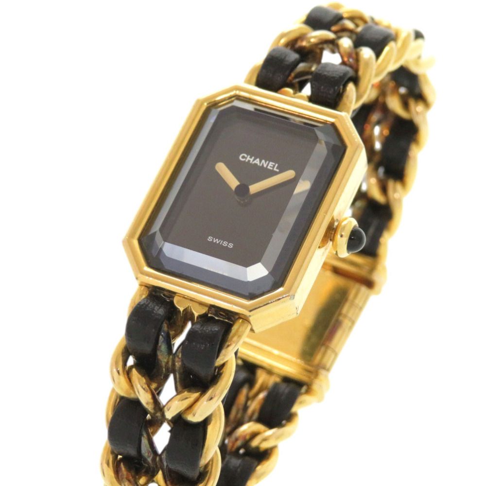 Chanel Premier M Leather Black Gold Quartz Watch Dial — view 4