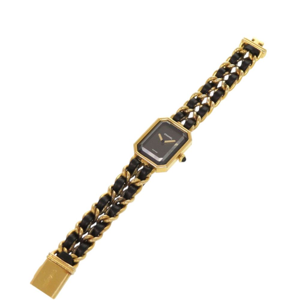 Chanel Premier M Leather Black Gold Quartz Watch Dial — view 2