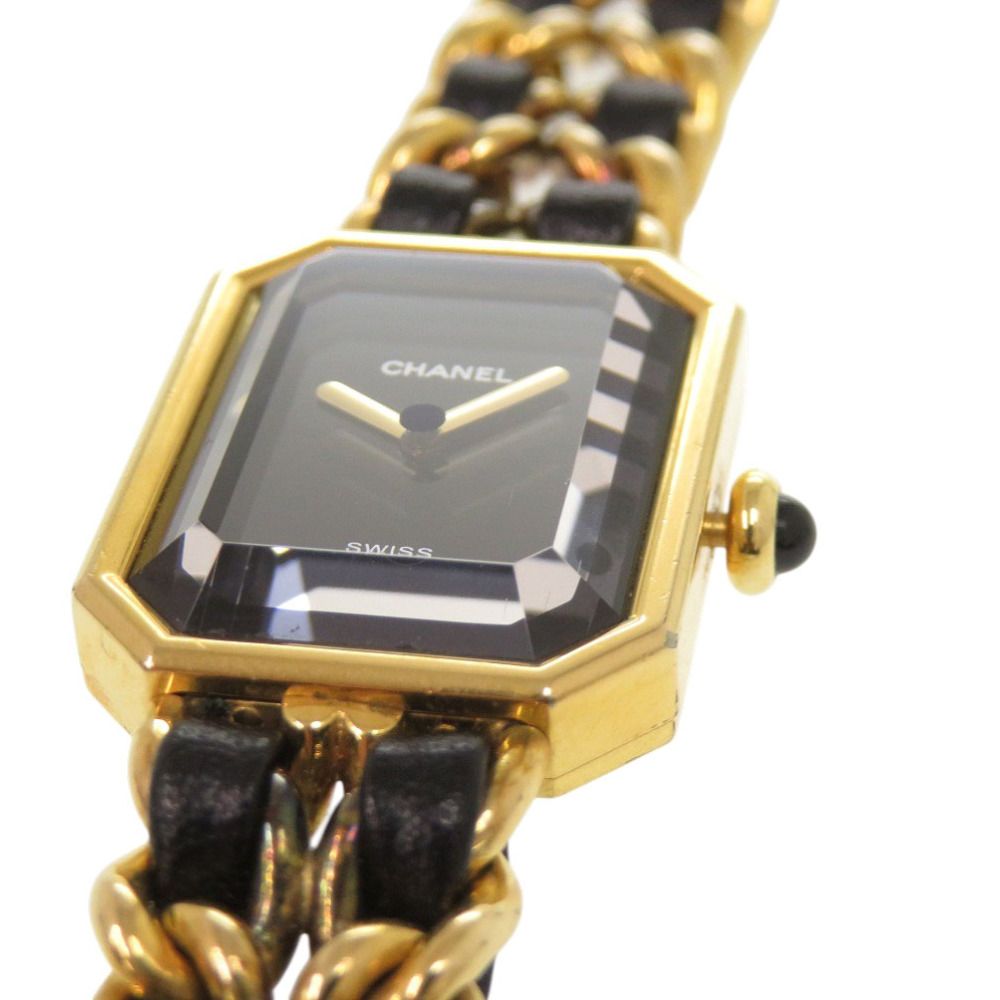 Chanel Premier M Leather Black Gold Quartz Watch Dial — view 6