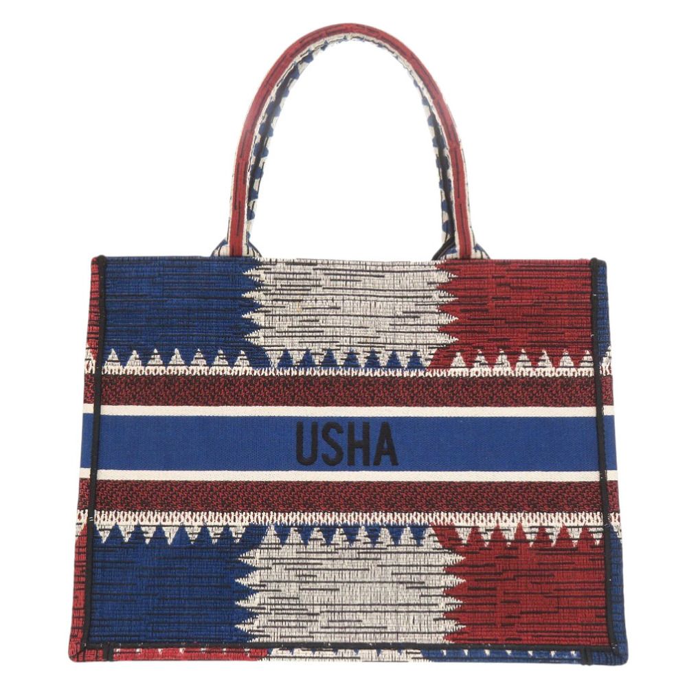 Dior Book Tote French Flag Canvas Blue Red — view 2