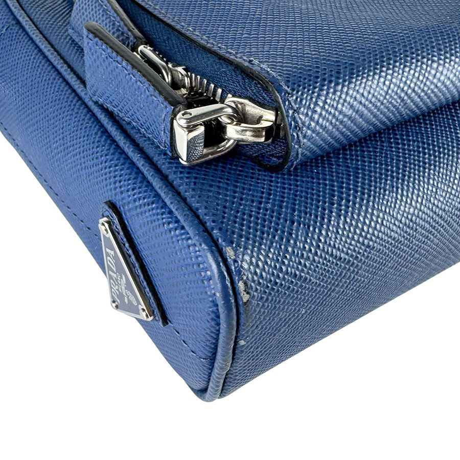 Prada Shoulder Bag Leather Blue — view 9