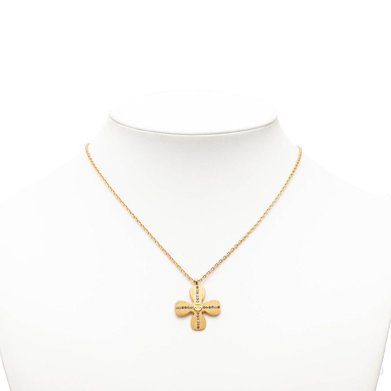 Chanel Clover Motif CC Logo Gold Plated Necklace — view 6