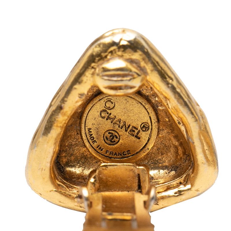 Chanel CC Logo Triangle Gold Plated Earrings — view 3