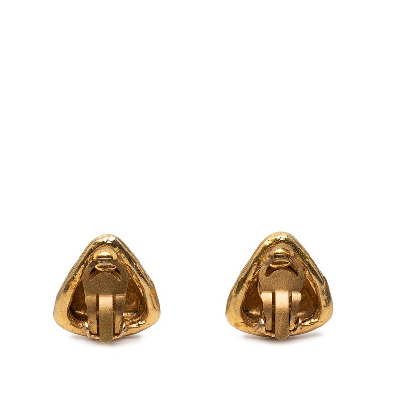 Chanel CC Logo Triangle Gold Plated Earrings — view 2