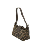 Fendi Zucca Mamma Baguette Shoulder Bag Brown Canvas Leather — view 2