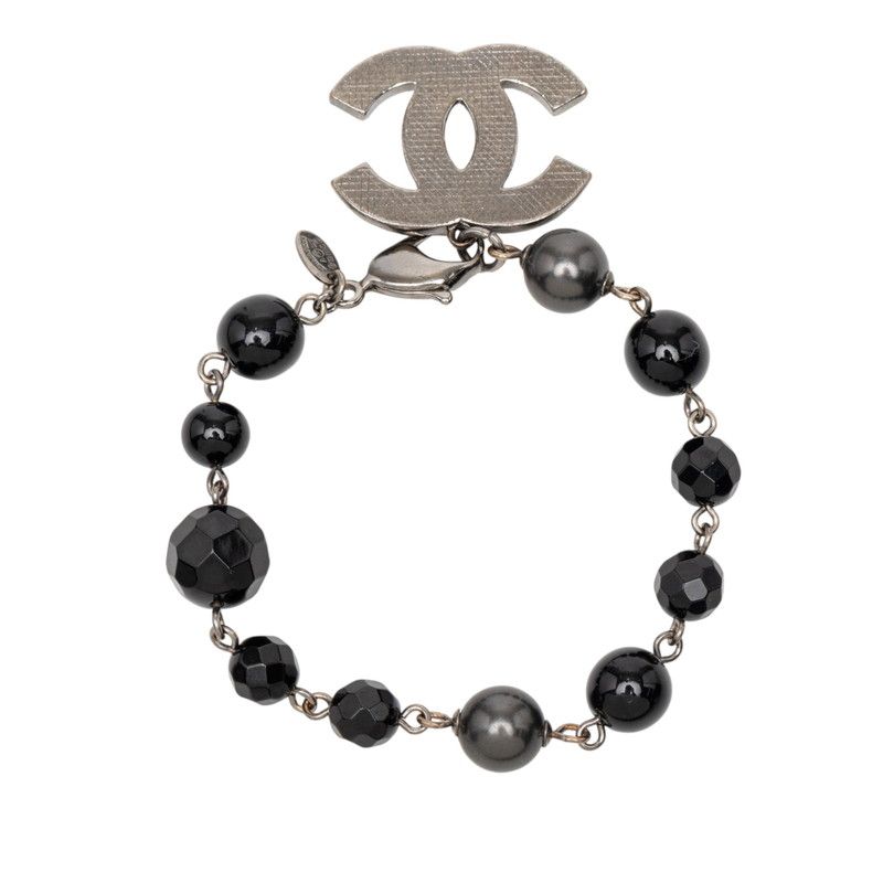 Chanel CC Logo Black Faux Pearl Beads — view 3