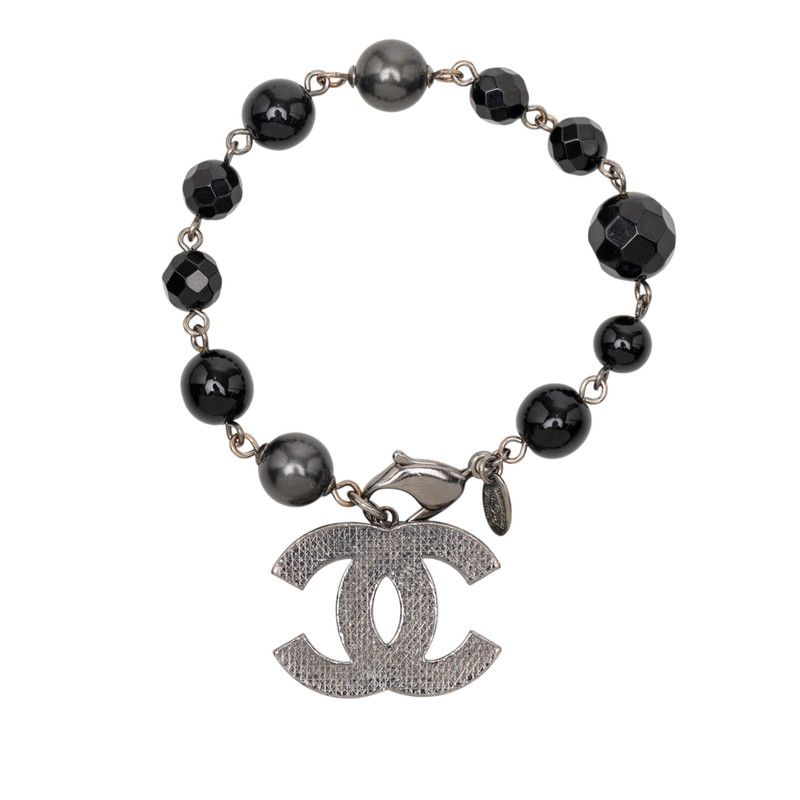 Chanel CC Logo Black Faux Pearl Beads — view 2