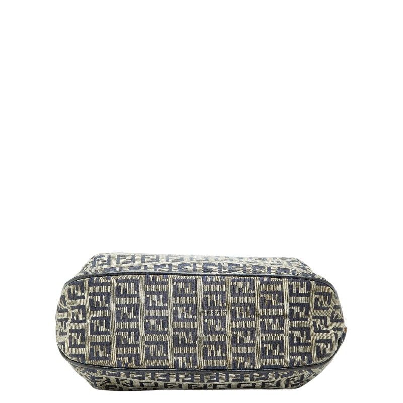 Fendi Zucchino Tote Shoulder Bag Navy Gray Canvas Leather — view 3