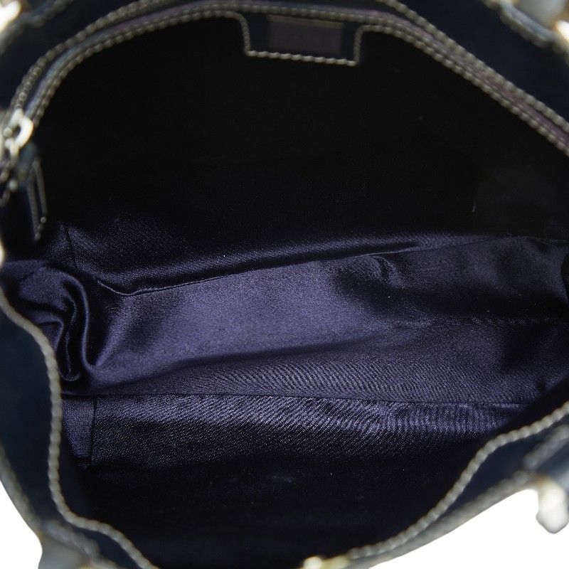 Fendi Zucchino Tote Shoulder Bag Navy Gray Canvas Leather — view 6