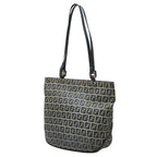 Fendi Zucchino Tote Shoulder Bag Navy Gray Canvas Leather — view 2
