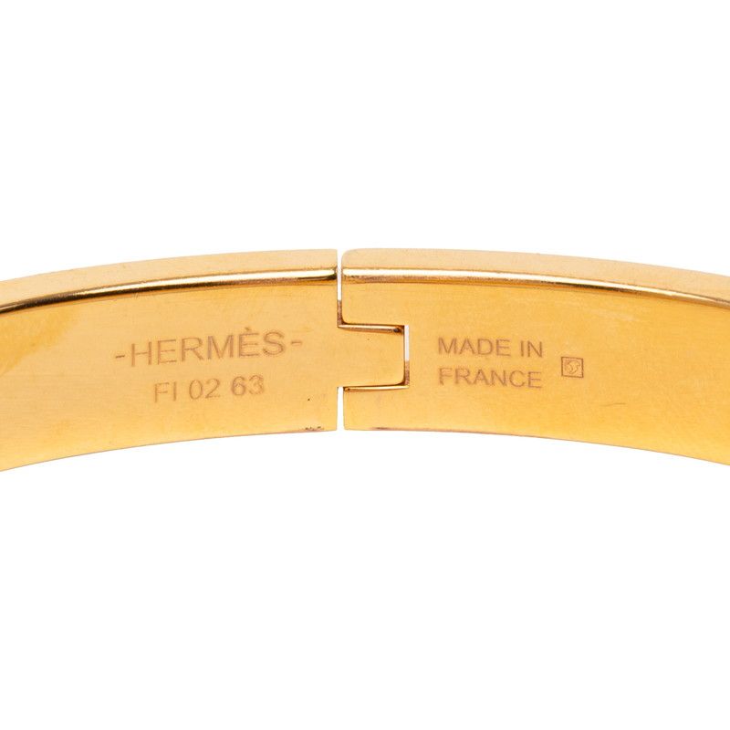 Hermes Mini Click PM Chaine D'ancre Bangle Bracelet Gold Black Plated — view 5