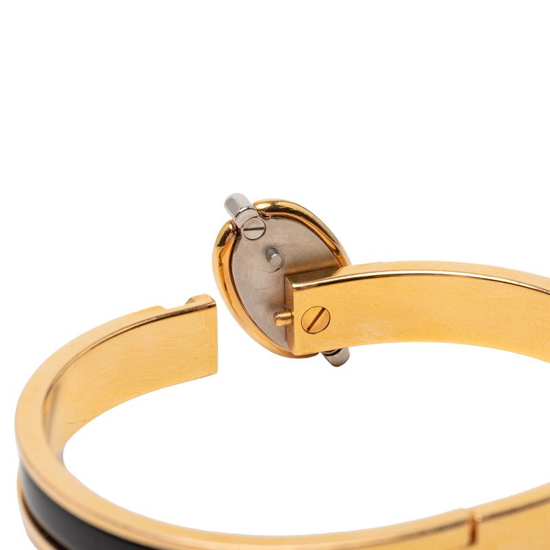 Hermes Mini Click PM Chaine D'ancre Bangle Bracelet Gold Black Plated — view 4