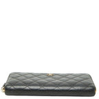 Chanel CC Logo Quilted Zip Around Wallet Black Caviar Leather — view 3
