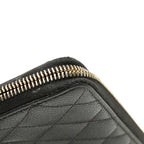 Chanel CC Logo Quilted Zip Around Wallet Black Caviar Leather — view 8