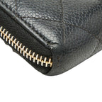 Chanel CC Logo Quilted Zip Around Wallet Black Caviar Leather — view 5