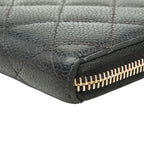 Chanel CC Logo Quilted Zip Around Wallet Black Caviar Leather — view 7