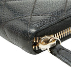 Chanel CC Logo Quilted Zip Around Wallet Black Caviar Leather — view 6