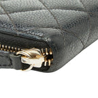 Chanel CC Logo Quilted Zip Around Wallet Black Caviar Leather — view 4