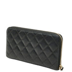 Chanel CC Logo Quilted Zip Around Wallet Black Caviar Leather — view 2
