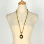 Chanel CC Logo Chain Necklace Long Color Stone Gold Plated Black — view 6