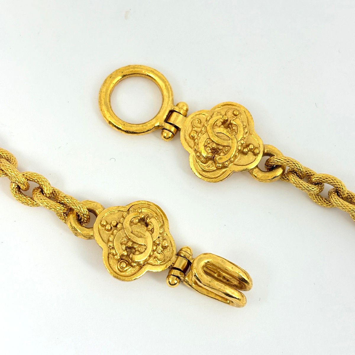 Chanel CC Logo Chain Necklace Long Color Stone Gold Plated Black — view 3
