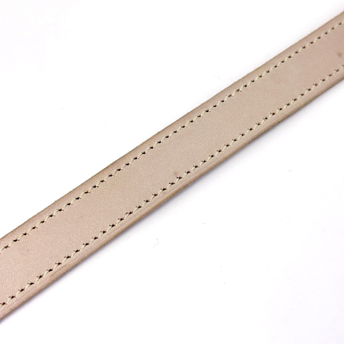 Hermes Kelly Choker Necklace Leather Metal Beige Silver — view 2