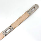 Hermes Kelly Choker Necklace Leather Metal Beige Silver — view 3