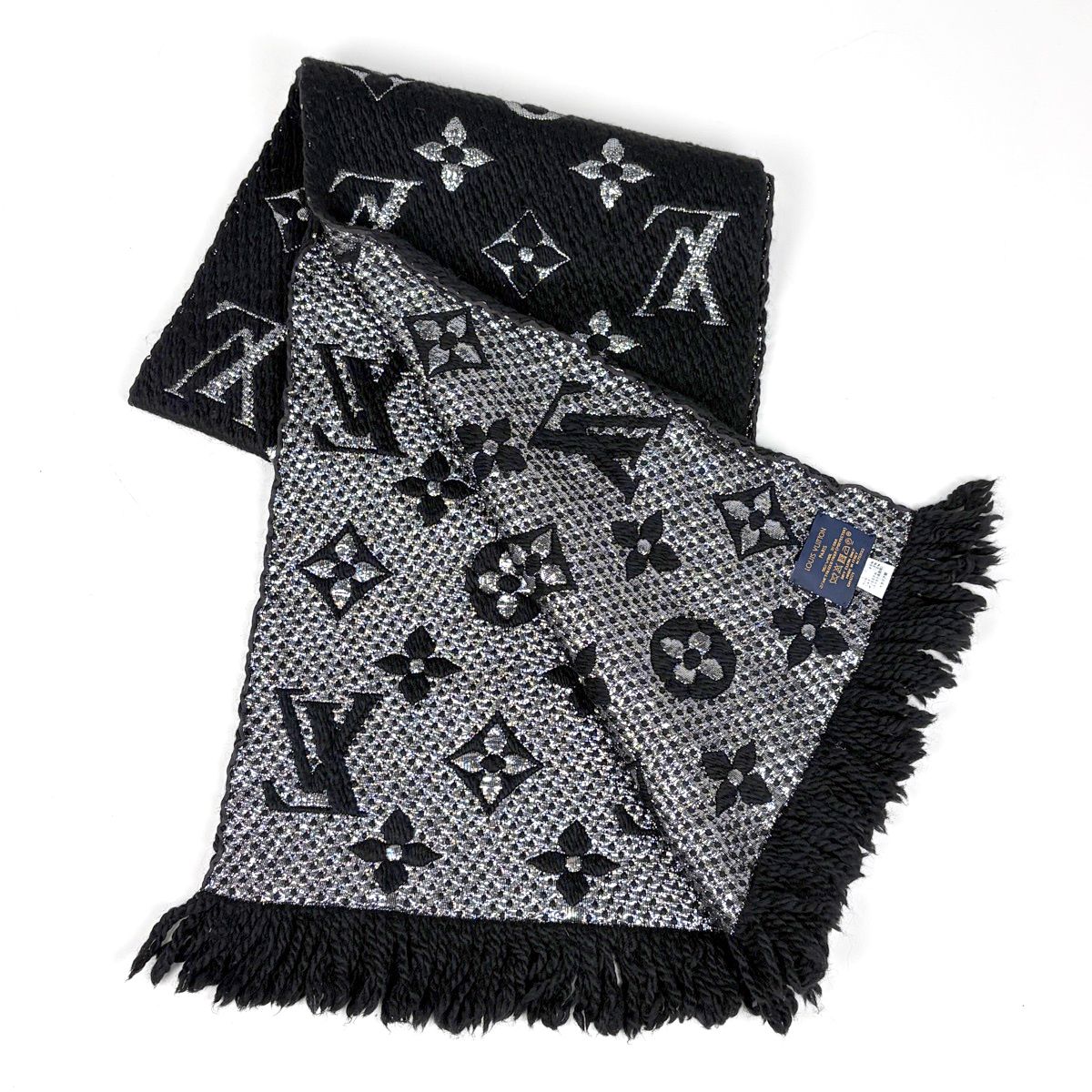 Louis Vuitton Echarpe Logo Mania Shine Monogram Scarf Wool Silk — view 2