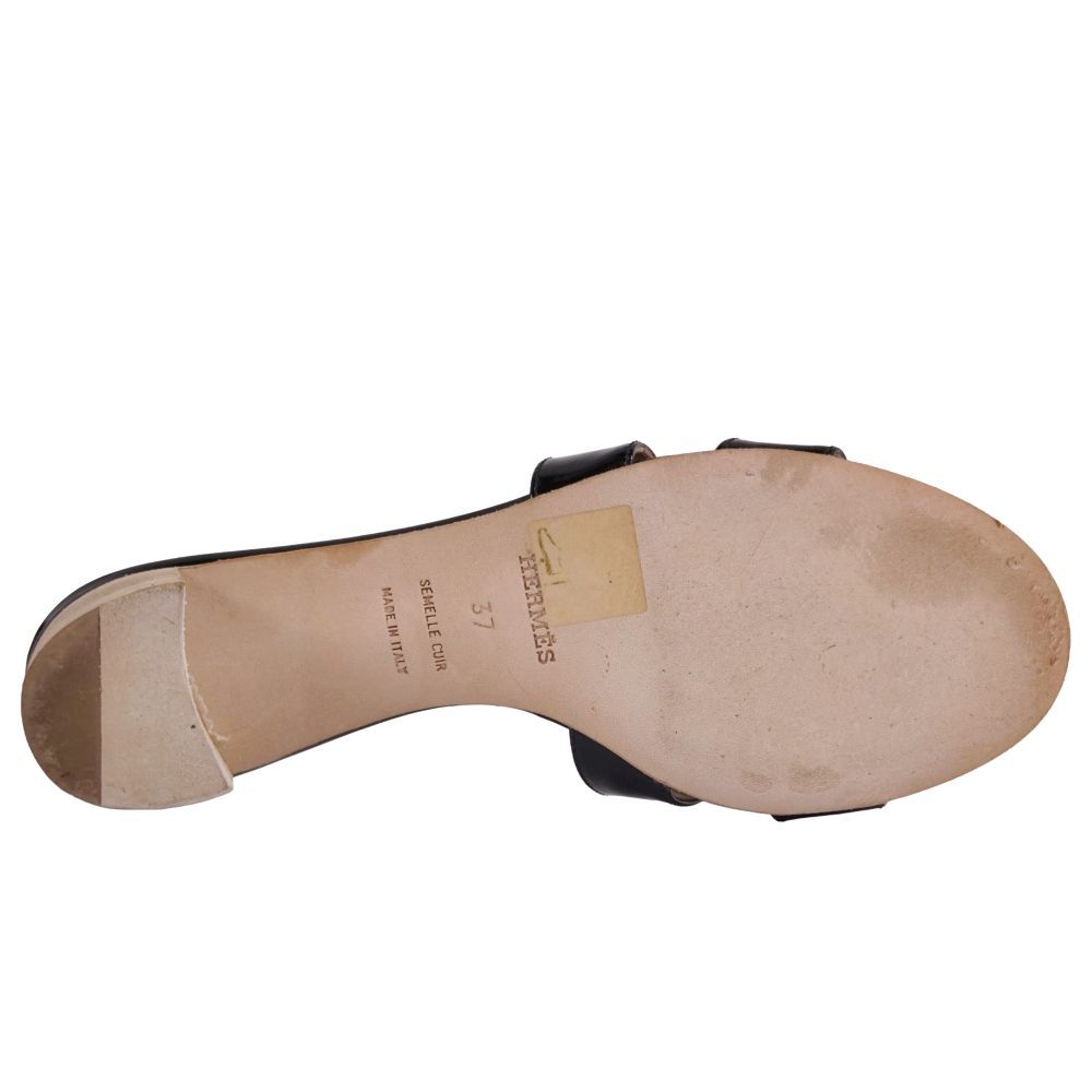 Hermes Sandals Oasis Logo Enamel Leather Heels — view 8