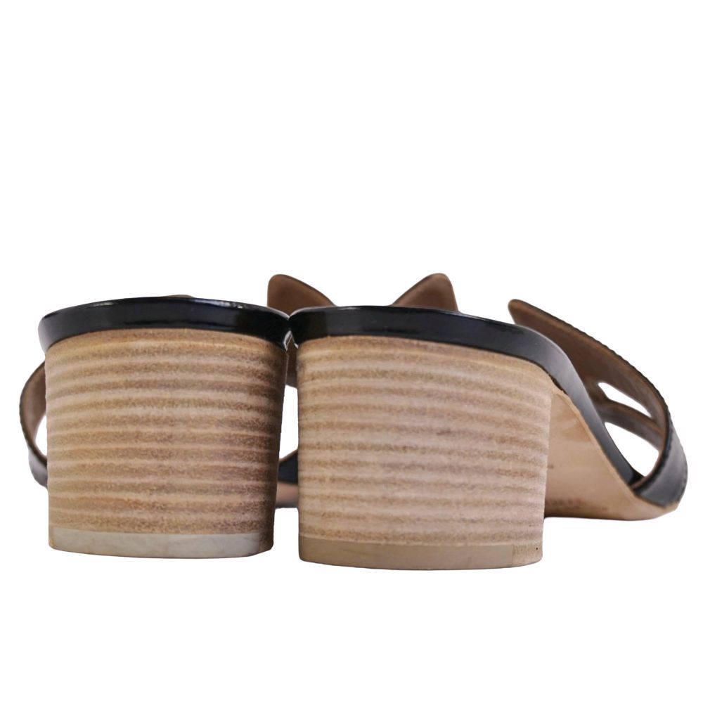 Hermes Sandals Oasis Logo Enamel Leather Heels — view 5