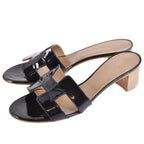 Hermes Sandals Oasis Logo Enamel Leather Heels — view 2