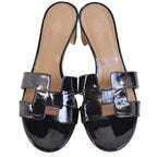 Hermes Sandals Oasis Logo Enamel Leather Heels — view 4