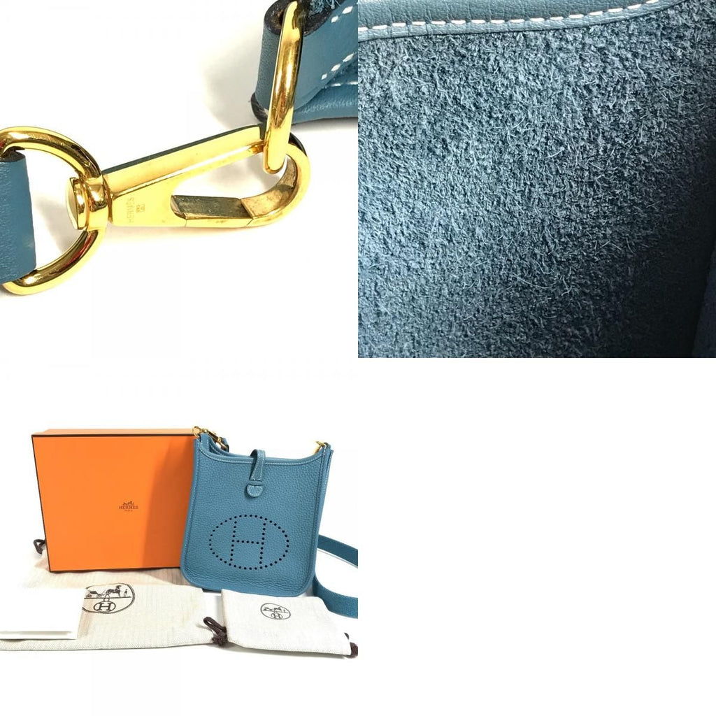Hermes Shoulder Bag Evelyne TPM 16 Taurillon Clemence New Blue — view 9