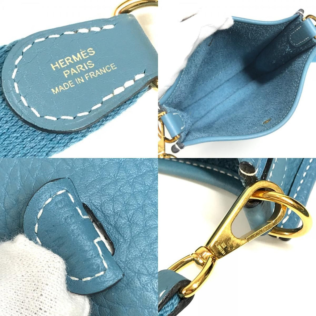Hermes Shoulder Bag Evelyne TPM 16 Taurillon Clemence New Blue — view 8