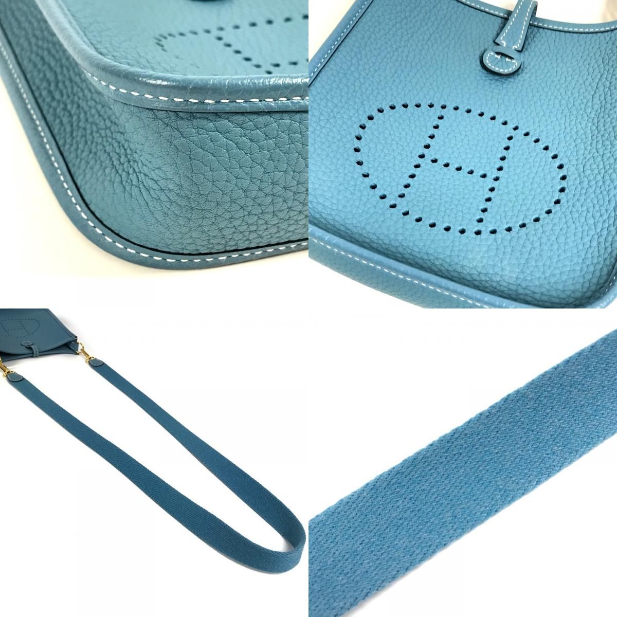 Hermes Shoulder Bag Evelyne TPM 16 Taurillon Clemence New Blue — view 7