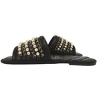 Chanel CC Logo Flat Sandals with Chain XS Gold Leather — view 6