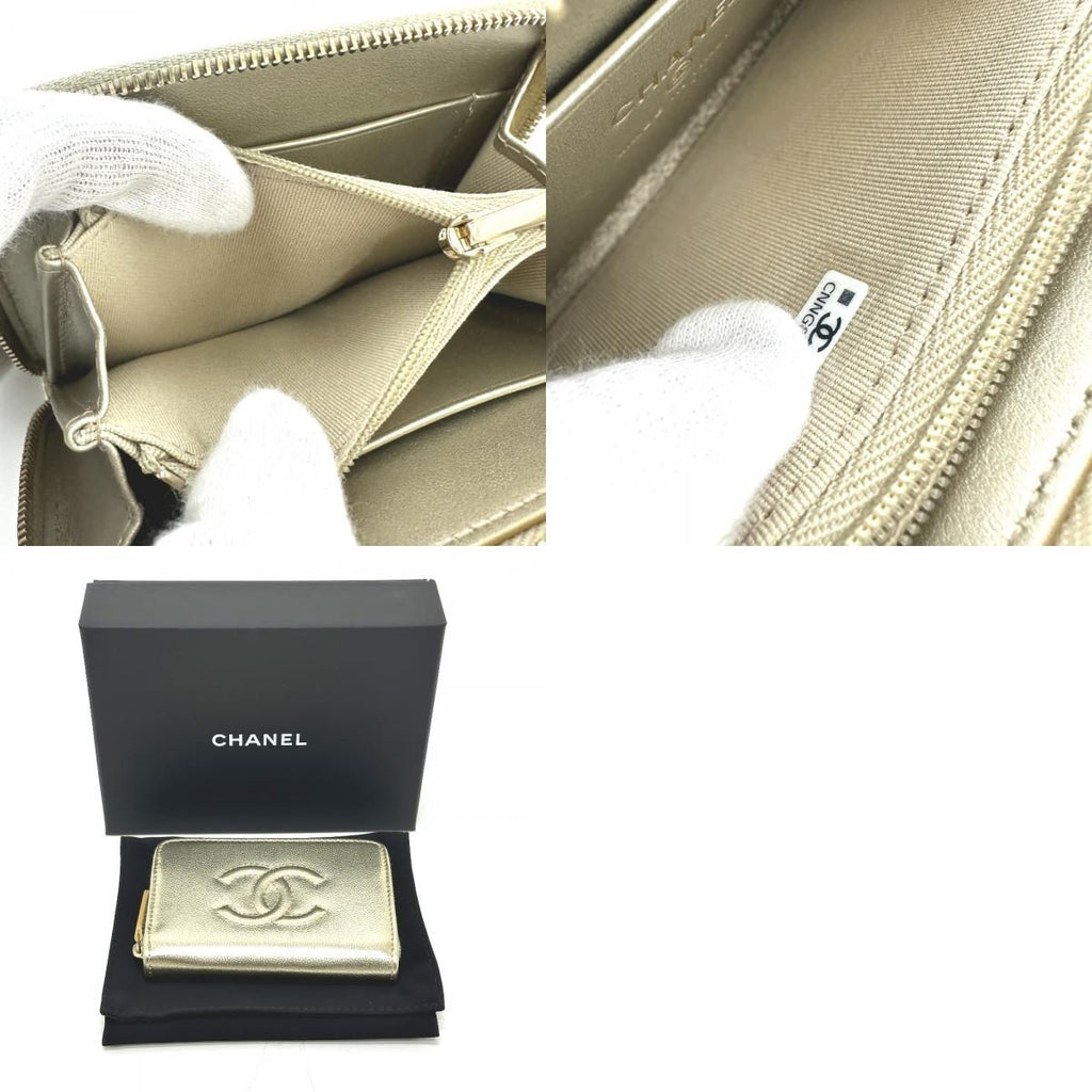 Chanel Coin Case CC Logo Metiers D'art Caviar Leather Gold — view 9