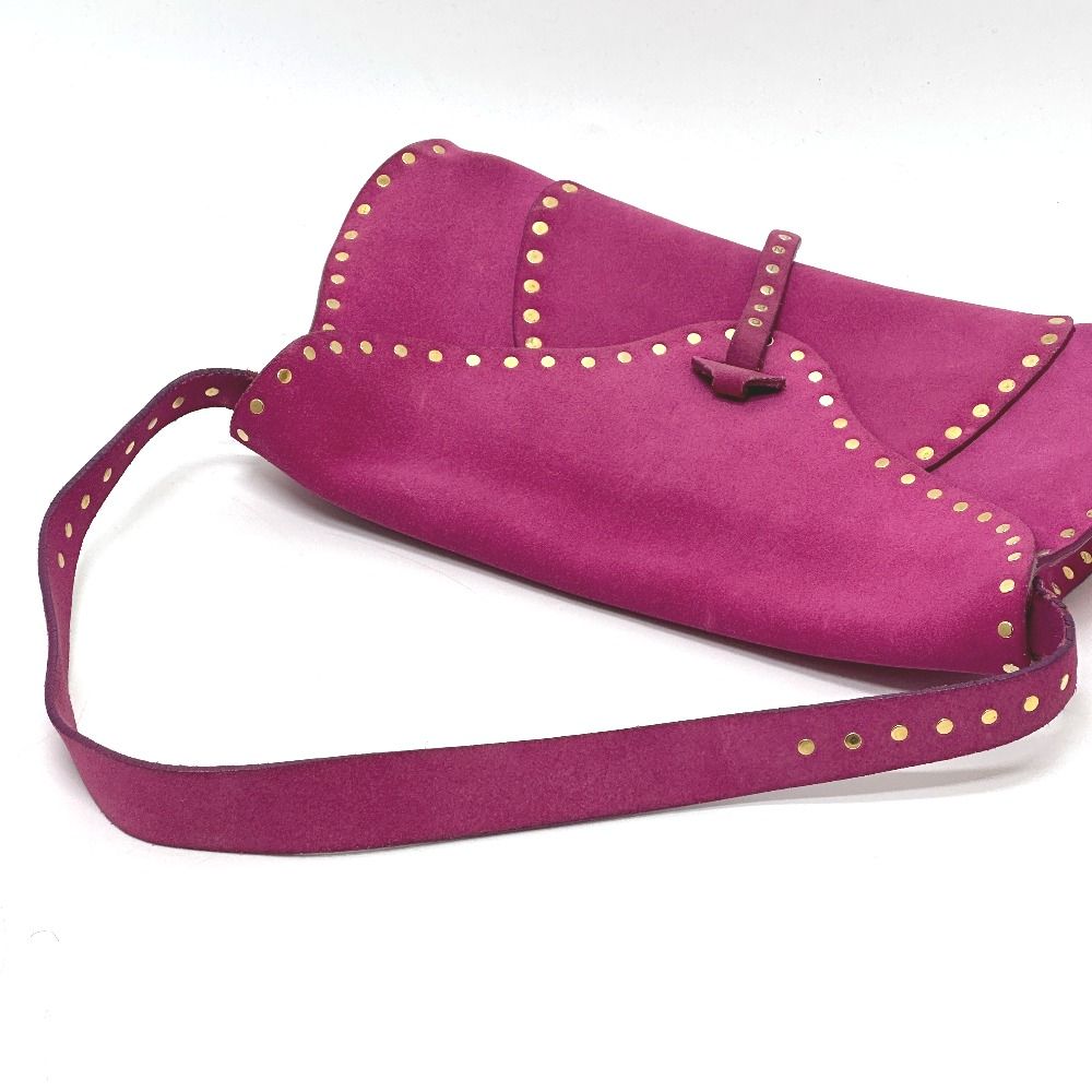 Celine Shoulder Bag Studded Suede Pink — view 6