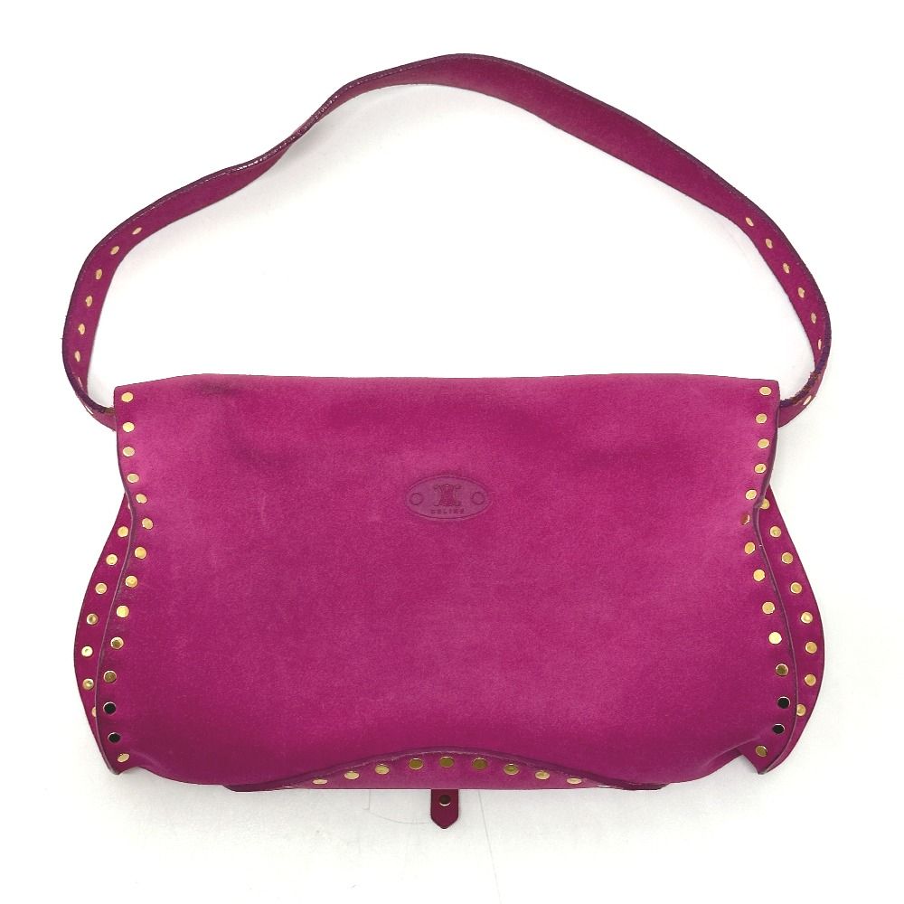 Celine Shoulder Bag Studded Suede Pink — view 2