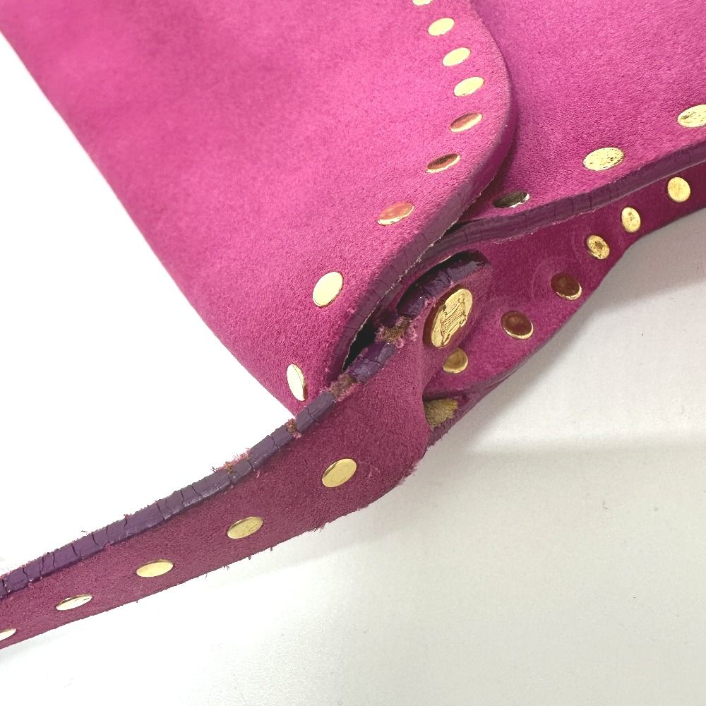 Celine Shoulder Bag Studded Suede Pink — view 7