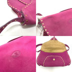 Celine Shoulder Bag Studded Suede Pink — view 8