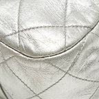 Chanel CC Logo Quilted Chain Shoulder Bag Silver Lambskin — view 6