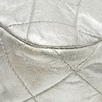 Chanel CC Logo Quilted Chain Shoulder Bag Silver Lambskin — view 4