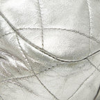 Chanel CC Logo Quilted Chain Shoulder Bag Silver Lambskin — view 7