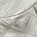 Chanel CC Logo Quilted Chain Shoulder Bag Silver Lambskin — view 5