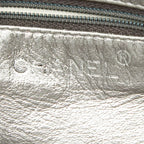 Chanel CC Logo Quilted Chain Shoulder Bag Silver Lambskin — view 9
