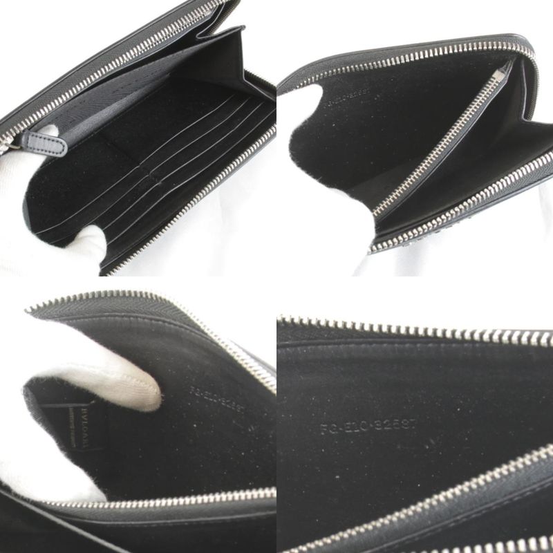 Bvlgari Weekend Round Zip Wallet Leather Black