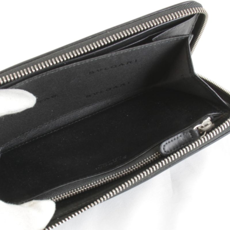 Bvlgari Weekend Round Zip Wallet Leather Black